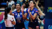 Minas comemora ponto na Superliga de Vôlei (foto: Hedgard Moraes/MTC)