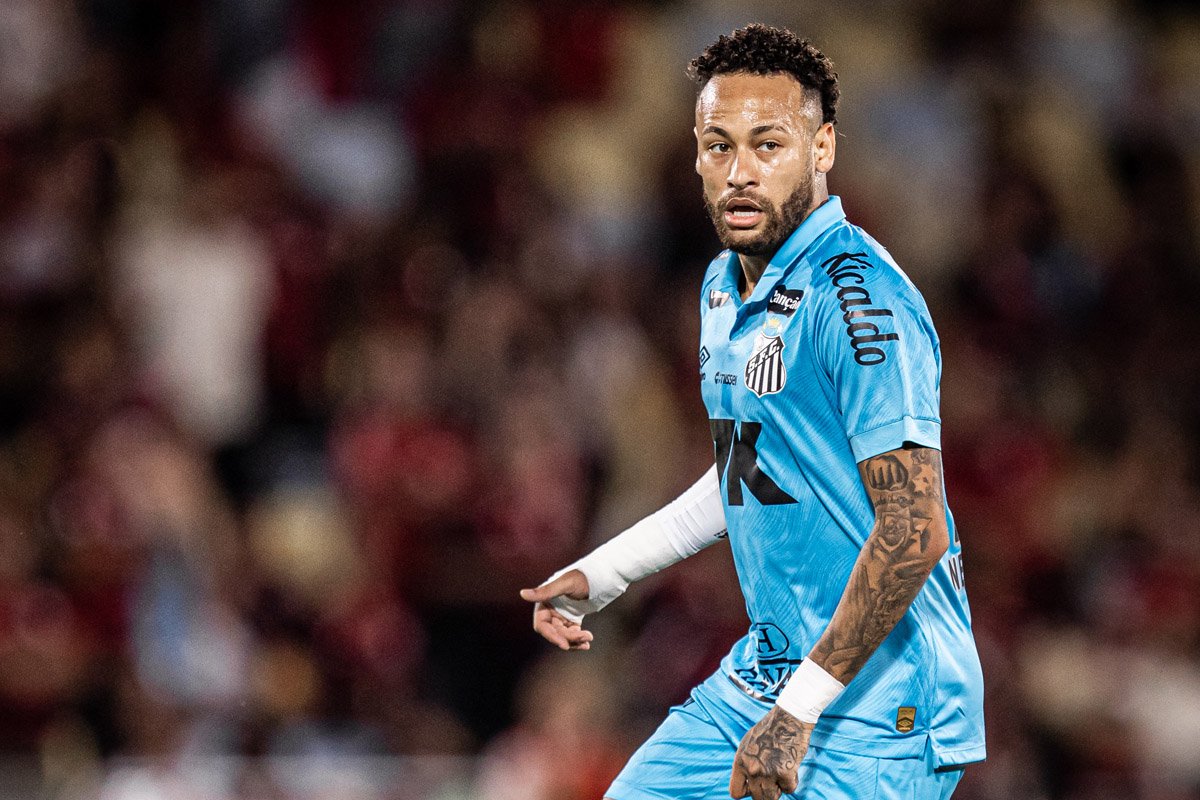 Neymar, atacante do Santos, na partida contra o Flamengo, no Maracanã (foto: Raul Baretta/ Santos FC.)