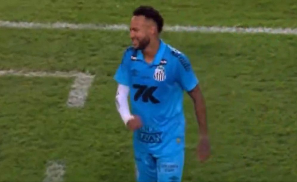 Neymar reclamou de ter sido substituído em Flamengo x Santos (foto: Premiere/Reprodução)