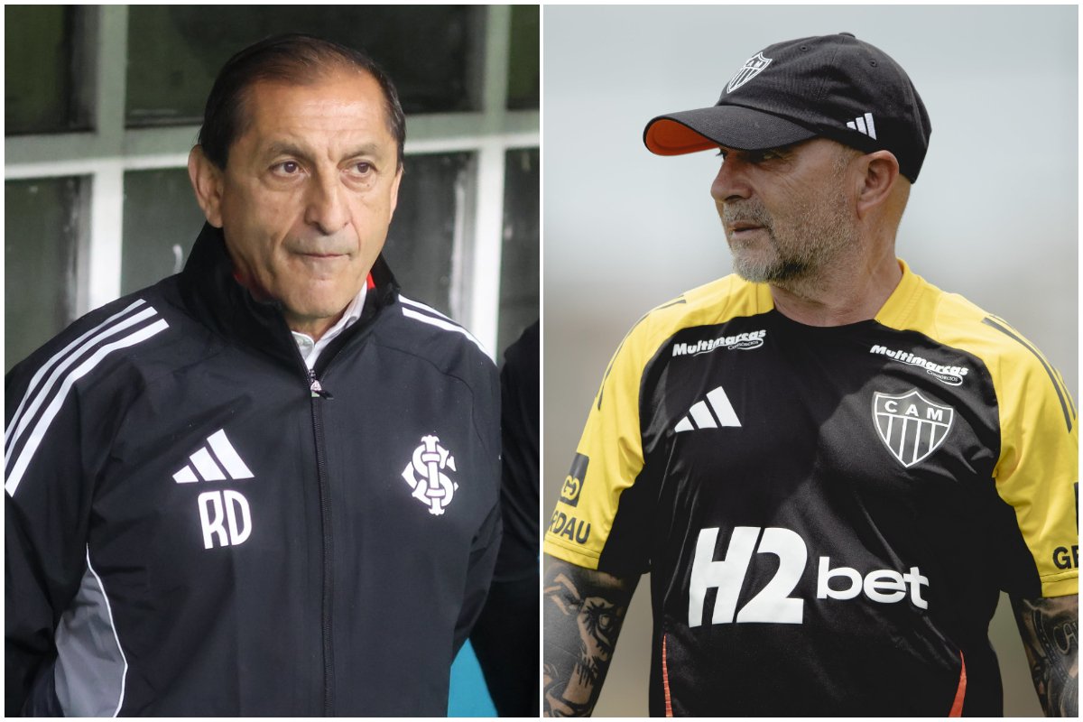 Ramón Díaz, técnico do Inter, e Sampaoli, técnico do Atlético (foto: Ricardo Duarte/Internacional e Pedro Souza/Atlético)