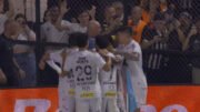 Santos comemora gol contra o Palmeiras (foto: Reprodução/Sportv)