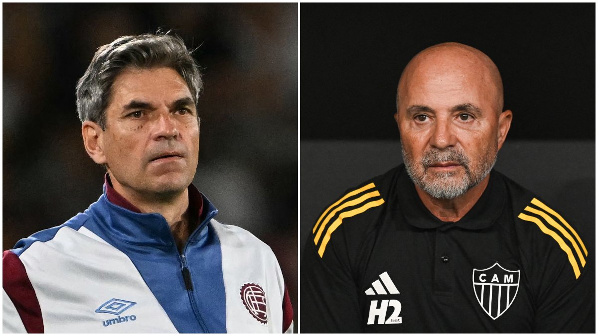Mauricio Pellegrino e Sampaoli travam duelo fora de campo em Lanús x Atlético (foto: Mauro PIMENTEL / AFP e Douglas MAGNO / AFP)