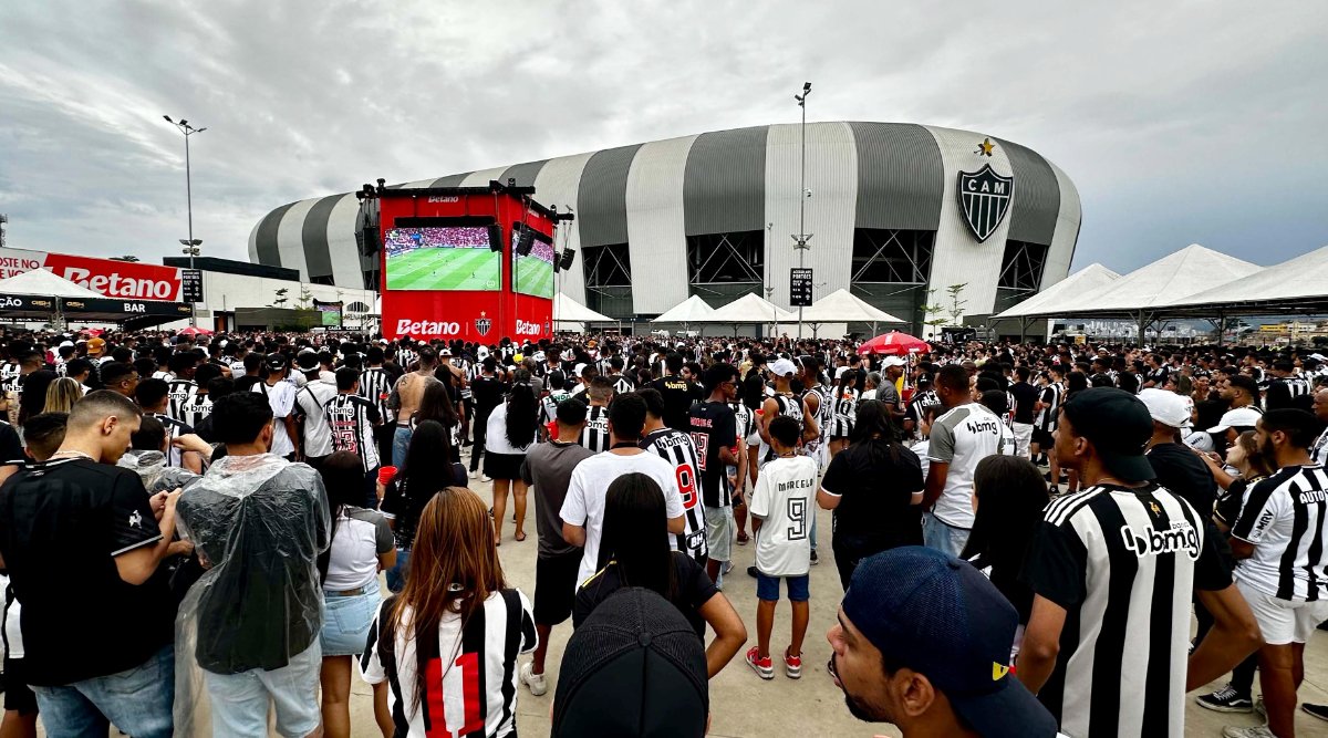 Em 2024, Atlético fez evento com transmissão do primeiro jogo da final da Copa do Brasil na Arena MRV (foto: Ramon Lisboa/EM/D.A. Press)