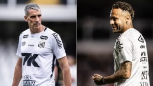 Vojvoda, técnico do Santos, e Neymar, camisa 10 do Peixe - Crédito: 
