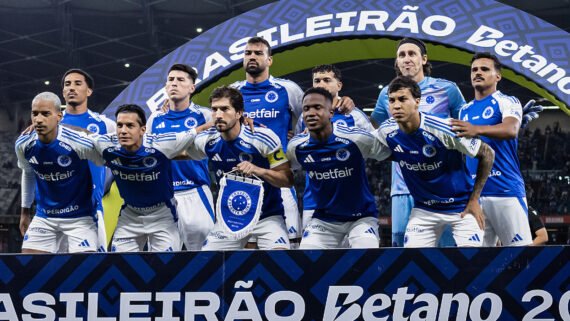 Jogadores do Cruzeiro antes da partida contra o Botafogo, pela penúltima rodada do Brasileirão (foto: Gustavo Aleixo/Cruzeiro)