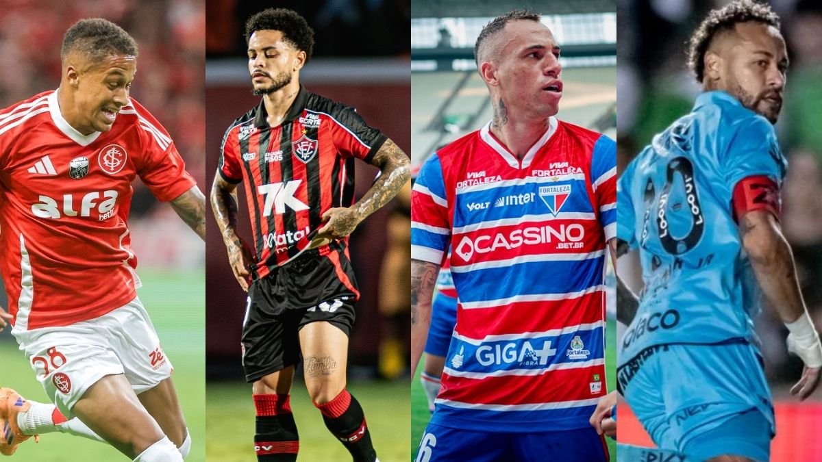 Inter, Vitória, Fortaleza e Santos - rebaixamento (foto: Ricardo Duarte / Internacional Victor Ferreira / Vitória Mateus Lotif/FEC Divulgação/Santos)