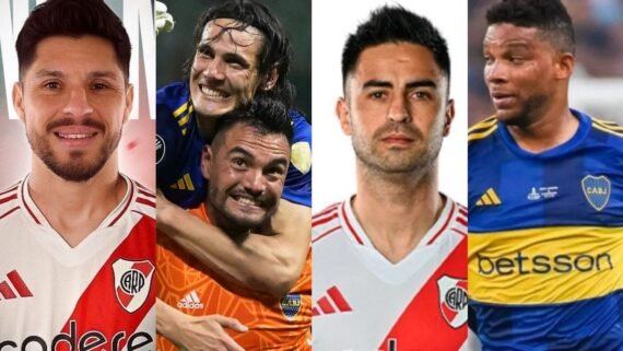 Boca e River (foto: Montagem em fotos: Divulgação; NELSON ALMEIDA / AFP; Divulgação; AFP)