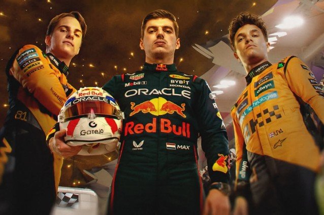 Oscar Piastri, Max Verstappen e Lando Norris (foto: Reprodução/Instagram/Abudhabigp)