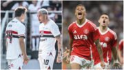 Jogadores do São Paulo e do Internacional durante comemoração (foto: Divulgação/São Paulo e Divulgação/Internacional)