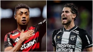 Bruno Henrique e Pedro Raul durante comemoração - Crédito: 