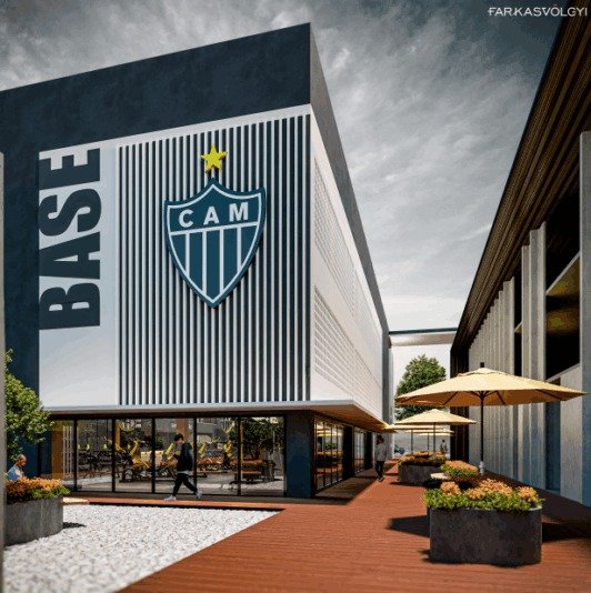 Parte da estrutura do prédio que será construído para a base do Atlético