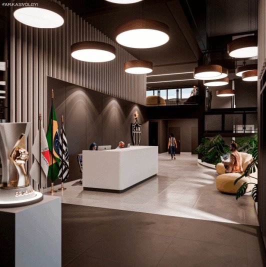 Parte da estrutura do prédio que será construído para a base do Atlético