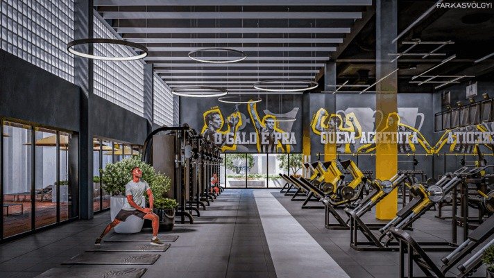 Parte da estrutura do prédio que será construído para a base do Atlético