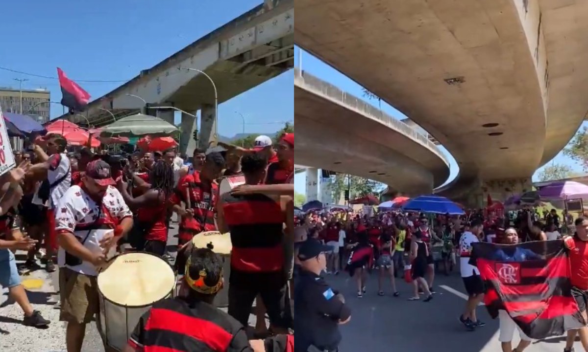Torcedores do Flamengo festejaram ida do time ao Catar (foto: Reprodução)