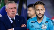 Carlo Ancelotti, técnico do Brasil, e Neymar, atacante do Santos (foto: Yuichi YAMAZAKI / AFP e Léo piva/ Santos FC)