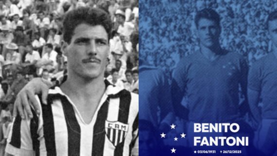 Atlético e Cruzeiro lamentaram a morte de Benito Fantoni, ex-zagueiro (foto: Reprodução/Atlético; Reprodução/Cruzeiro)