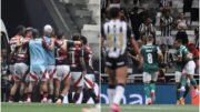 Atlético tem enfrentado dificuldades para superar Flamengo e Palmeiras na Arena MRV (foto: Montagem com imagens de Alexandre Guzanshe/EM/D.A. Press)
