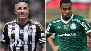 Montagem com imagens de Guilherme Arana, do Atlético, e Allan, do Palmeiras - Crédito: 