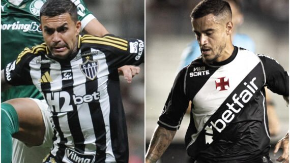 Dudu e Philippe Coutinho, destaques de Atlético e Vasco, respectivamente (foto: Montagem com imagens de Alexandre Guzanshe/EM/D.A. Press e Matheus Lima/Vasco)