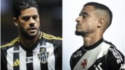 Hulk e Philippe Coutinho, referências técnicas de Atlético e Vasco, respectivamente (foto: Montagem com imagens de Alexandre Guzanshe/EM/D.A. Press e Matheus Lima/Vasco)