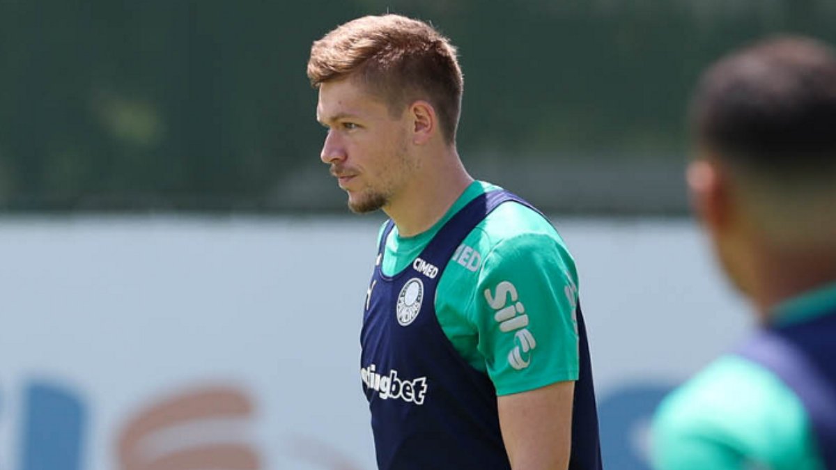 Bruno Fuchs, zagueiro vendido pelo Atlético ao Palmeiras (foto: Cesar Greco/Palmeiras)