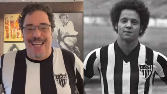 Casagrande vestiu camisa do Atlético para parabenizar Reinaldo (foto: Reprodução)