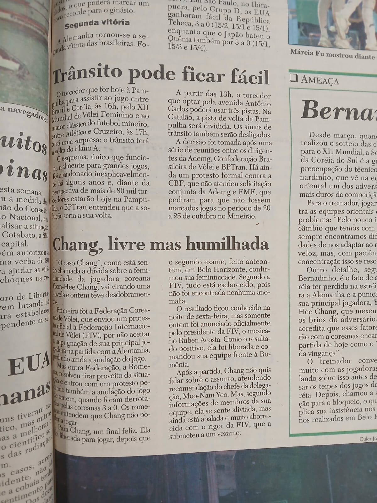 Trecho do Jornal Estado de Minas de 23/11/1994