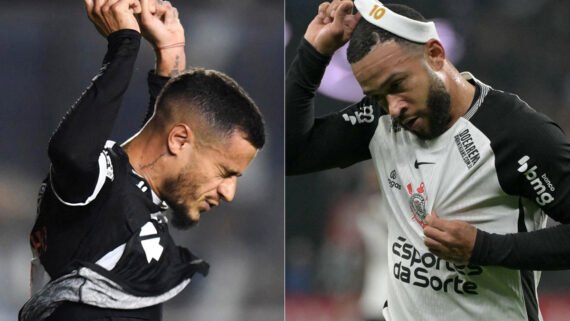 Coutinho e Memphis, destaques de Vasco e Corinthians (foto: Mauro Pimentel/Nelson Almeida/AFP)