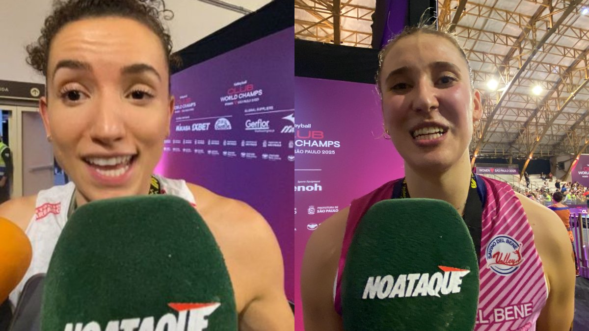 Gabi Guimarães em Antropova em entrevistas ao No Ataque após final do Mundial de Clubes Feminino de Vôlei (foto: Rafael Cyrne/No Ataque)