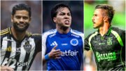 Hulk, Kaio Jorge e Willian, atacantes de Atlético, Cruzeiro e América (foto: Pedro Souza/Atlético, Gustavo Aleixo/Cruzeiro e Mourão Panda/América)