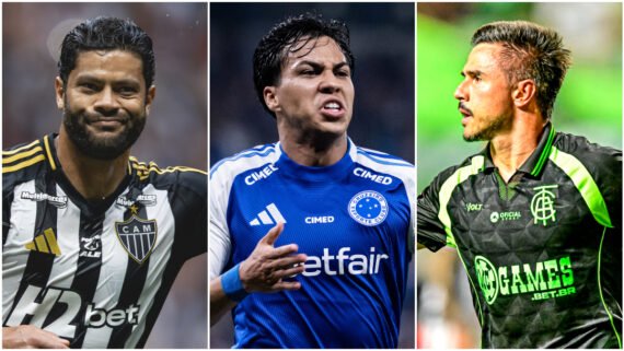 Hulk, Kaio Jorge e Willian, atacantes de Atlético, Cruzeiro e América (foto: Pedro Souza/Atlético, Gustavo Aleixo/Cruzeiro e Mourão Panda/América)