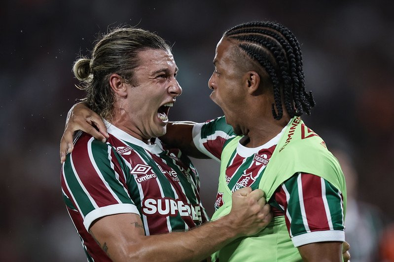 Jogadores do Fluminense comemoram gol contra o Vasco (foto: Marcelo Gonçalves/Fluminense)