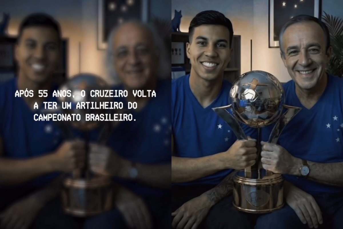 Kaio Jorge e Tostão feitos por IA (foto: Reprodução)