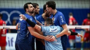 Minas comemora ponto na Superliga Masculina de Vôlei (foto: Hedgard Moraes/MTC)