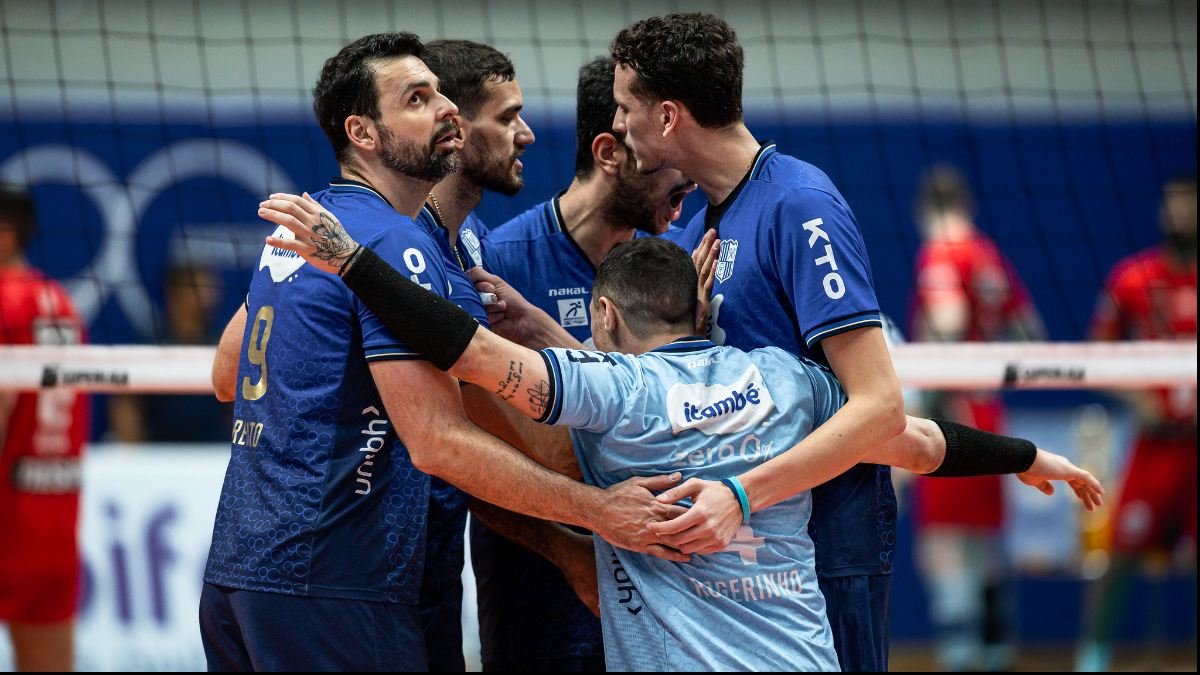 Minas comemora ponto na Superliga Masculina de Vôlei (foto: Hedgard Moraes/MTC)
