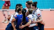 Time feminino do Minas comemora ponto na Superliga de Vôlei (foto: Hedgard Moraes/Minas Tênis Clube)