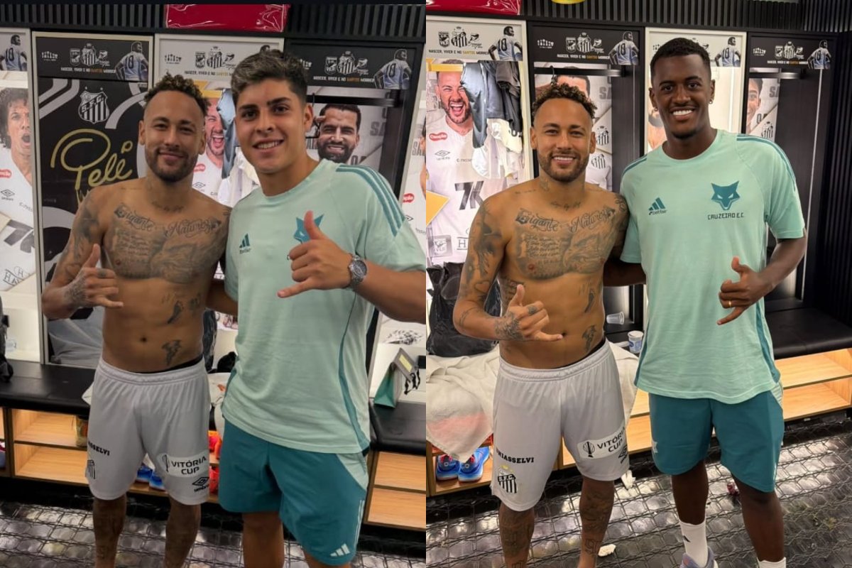 Cauan Baptistella, Neymar e Bruno Alves (foto: Reprodução)