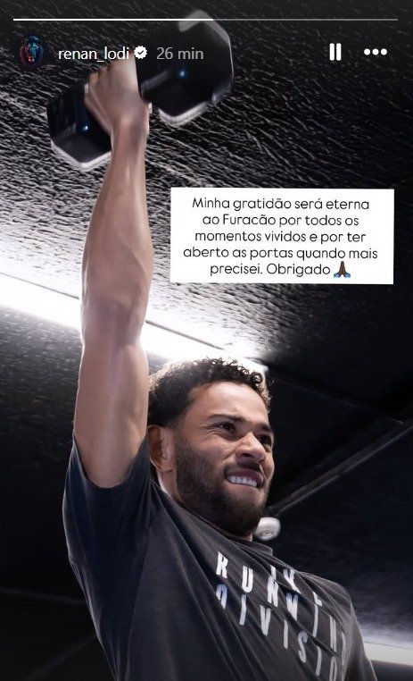 Publicação de Renan Lodi em agradecimento ao Athletico-PR - (foto: Redes sociais/Reprodução)