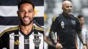 Renan Lodi, reforço do Atlético, e Jorge Sampaoli, técnico do Galo (foto: Divulgação/Atlético e Pedro Souza/Atlético)