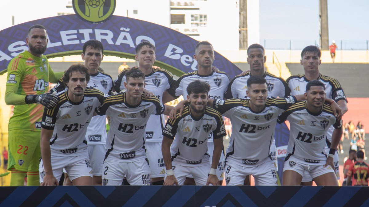 Jogadores do Atlético antes de partida do Campeonato Brasileiro (foto: Pedro Souza/Atlético - 8/11/2025)