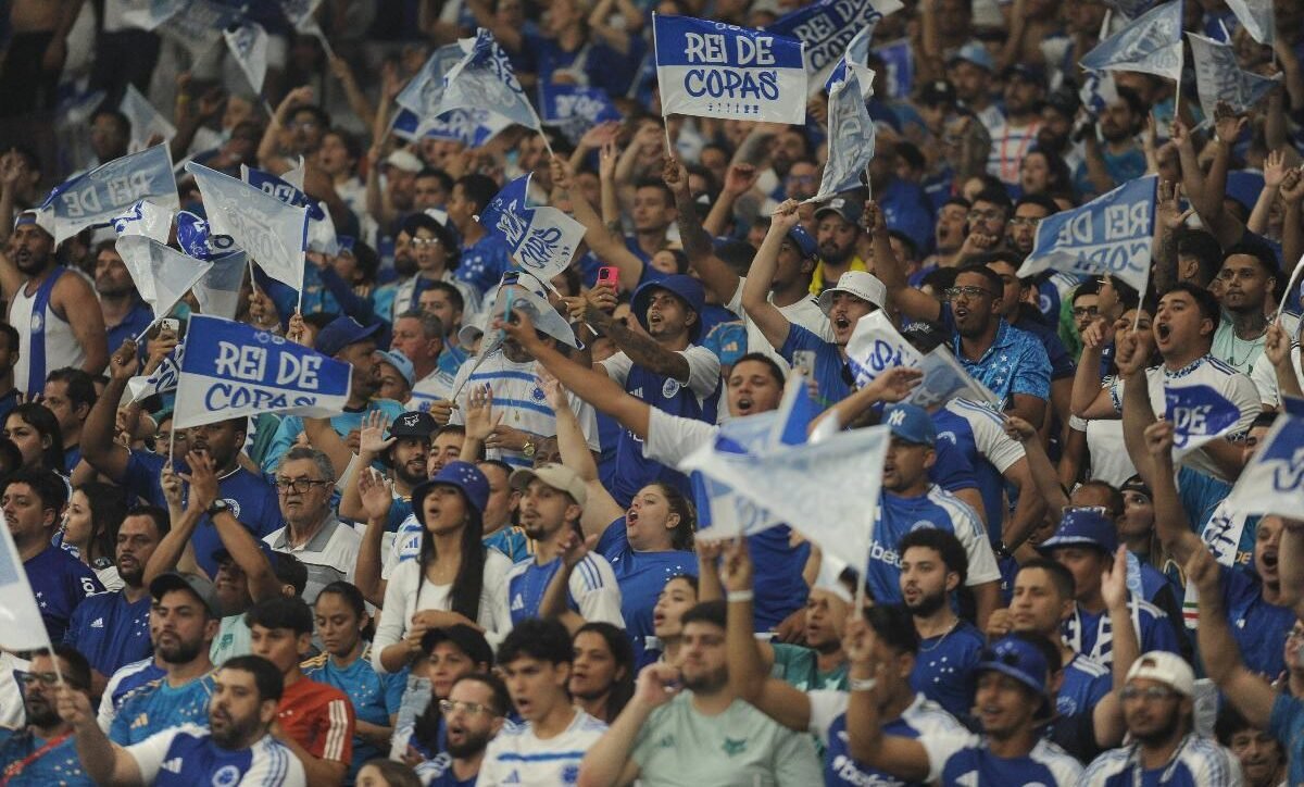 Torcida do Cruzeiro no jogo contra o Corinthians no Mineirão (foto: Alexandre Guzanshe/EM/D.A. Press)