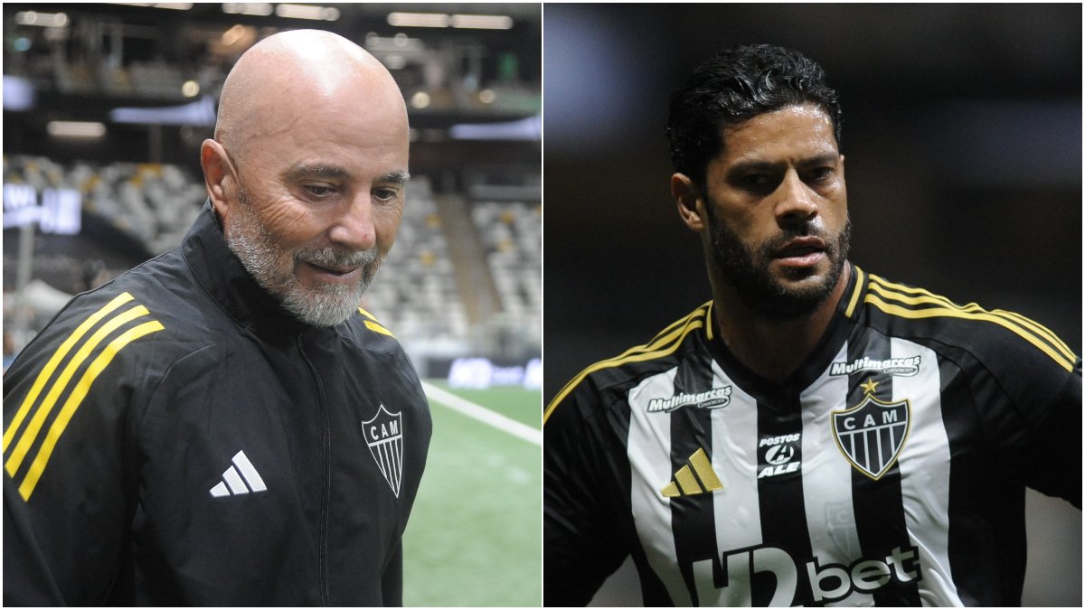 Sampaoli e Hulk no Atlético (foto: Alexandre Guzanshe/EM/DA.Press)