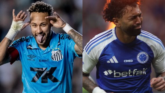 Neymar e Gabigol (foto: Léo Piva/Santos e Edésio Ferreira/EM/DA Press)