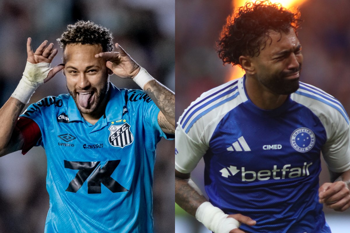 Neymar e Gabigol (foto: Léo Piva/Santos e Edésio Ferreira/EM/DA Press)