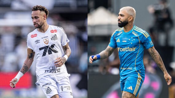 Neymar, do Santos, e Gabigol, do Cruzeiro, em ação no Campeonato Brasileiro (foto: Raul Baretta/Santos e Jhony Inácio/Cruzeiro)