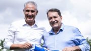 Tite, novo técnico do Cruzeiro, ao lado de Pedro Lourenço, sócio majoritário da SAF (foto: Gustavo Aleixo/Cruzeiro)