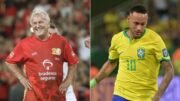 Zico em Jogo das Estrelas e Neymar com a camisa da Seleção Brasileira (foto: Jogo das Estrelas/Divulgação e Nelson Almeida/AFP)