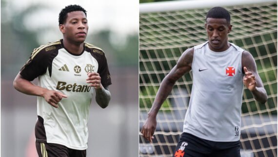 Jogador no Flamengo na Esquerda e do Vasco na direita (foto: Divulgação/Flamengo e Dikran Sahagian/Vasco)