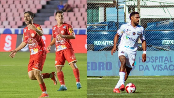 Jogadores do Tombense e do North em campo (foto: Divulgação/Tombense e Divulgação/North)