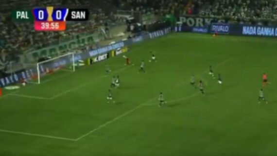 Allan abriu o placar para o Palmeiras contra o Santos (foto: Reprodução)